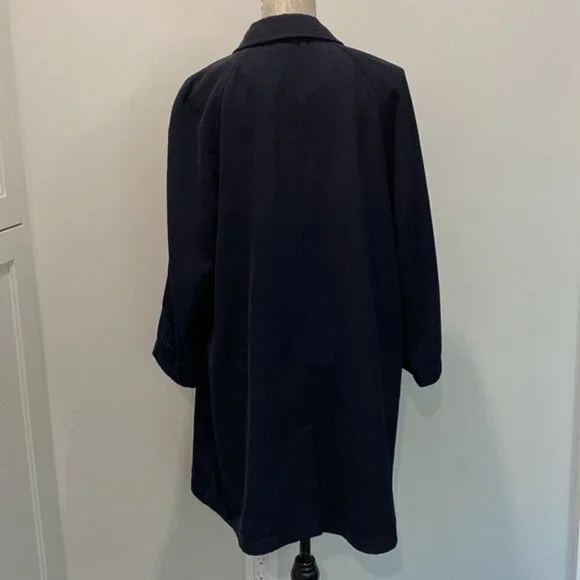 Hilary Radley Navy Blue Maxi Trench Coat Size 12 Snap Closure, - Picture 9 of 15